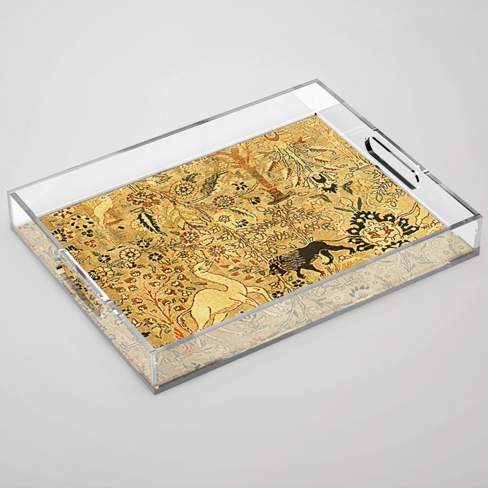 Antique Persian Tabriz Animal Rug Print Acrylic Tray Gallery Image 1