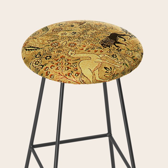 Antique Persian Tabriz Animal Rug Print Stool Gallery Image 2