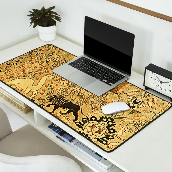 Antique Persian Tabriz Animal Rug Print Desk Mat Gallery Image 2