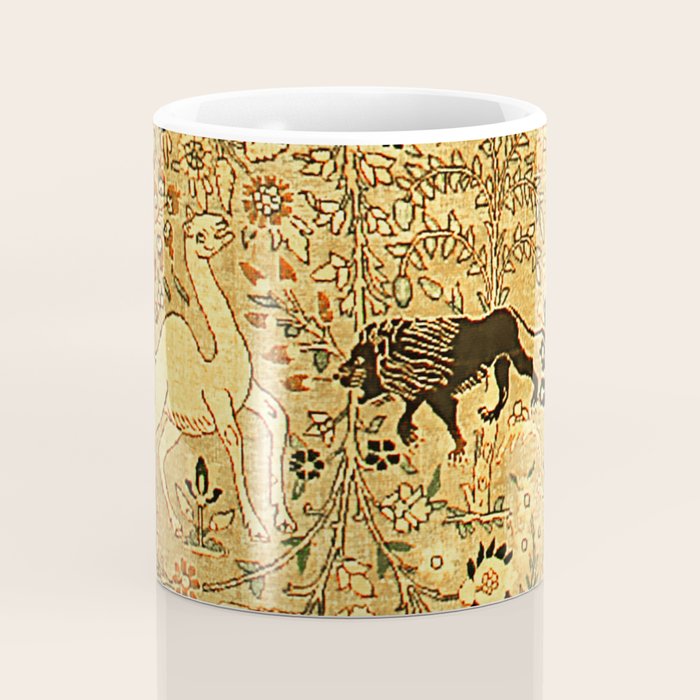 Antique Persian Tabriz Animal Rug Print Coffee Mug Gallery Image 4