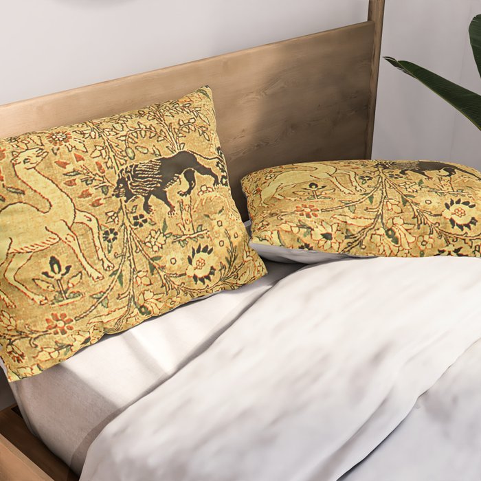 Antique Persian Tabriz Animal Rug Print Pillow Sham Gallery Image 2