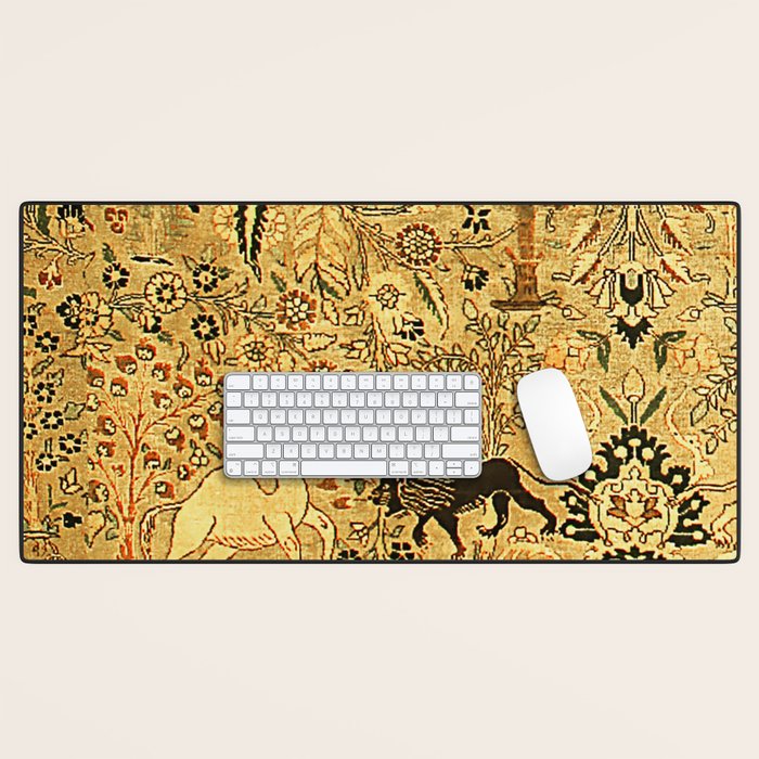 Antique Persian Tabriz Animal Rug Print Desk Mat Gallery Image 1