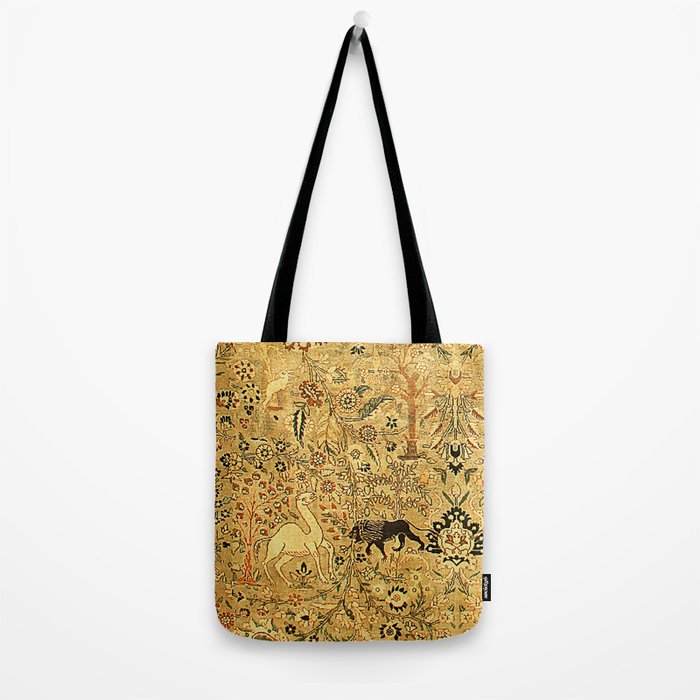 Antique Persian Tabriz Animal Rug Print Tote Bag Gallery Image 2