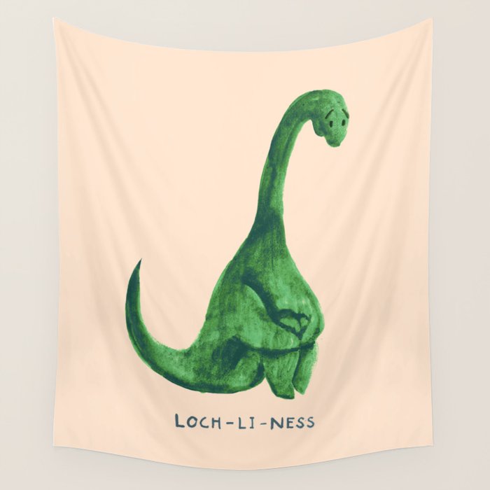 Lonely loch ness monster (loch-li-ness) Wall Tapestry Gallery Image 1