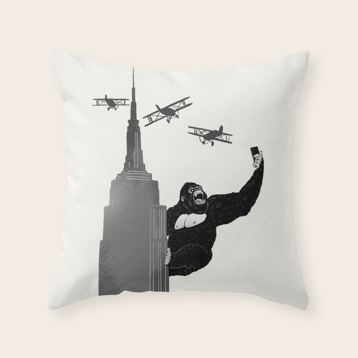 Selfie King Kong Throw Pillow Gallery Image 6