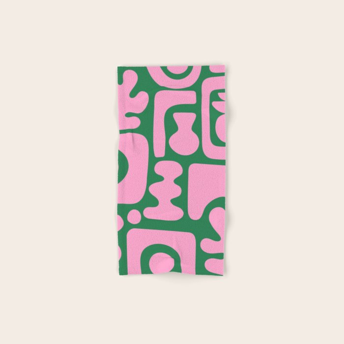 Abstract Green & Pink Decoupage Cutouts Bath Towel Gallery Image 1