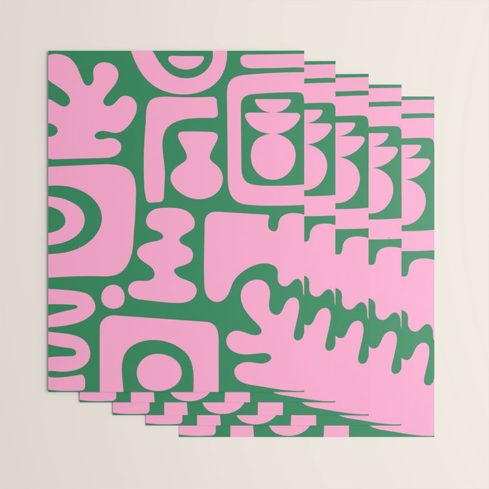 Abstract Green & Pink Decoupage Cutouts Wrapping Paper Gallery Image 3
