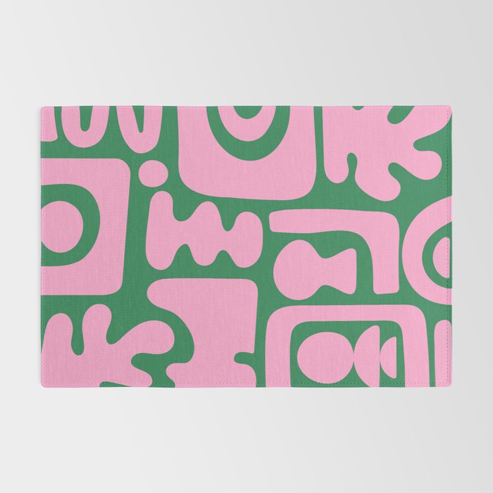 Abstract Green & Pink Decoupage Cutouts Rug Gallery Image 2
