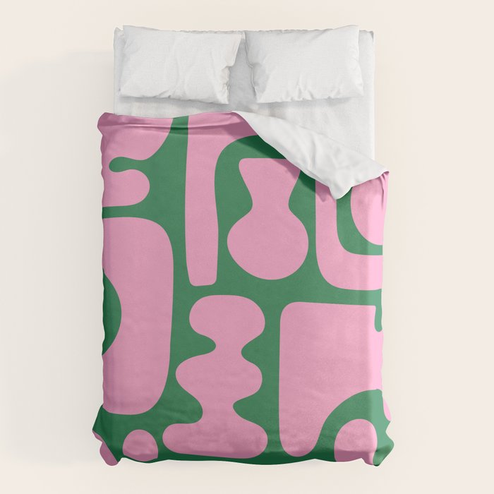 Abstract Green & Pink Decoupage Cutouts Duvet Cover Gallery Image 6
