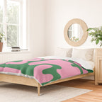 Abstract Green & Pink Decoupage Cutouts Duvet Cover Gallery Image 2