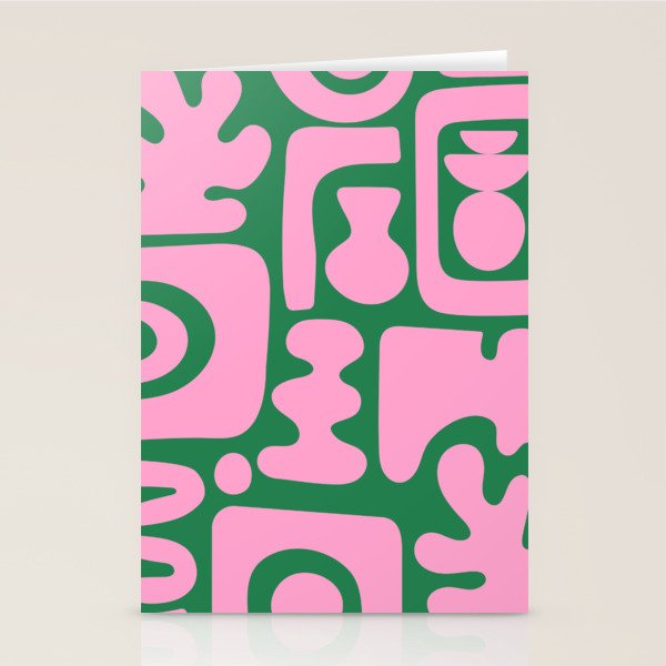Abstract Green & Pink Decoupage Cutouts Stationery Card Gallery Image 2