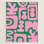 Abstract Green & Pink Decoupage Cutouts Jigsaw Puzzle Gallery Image 1