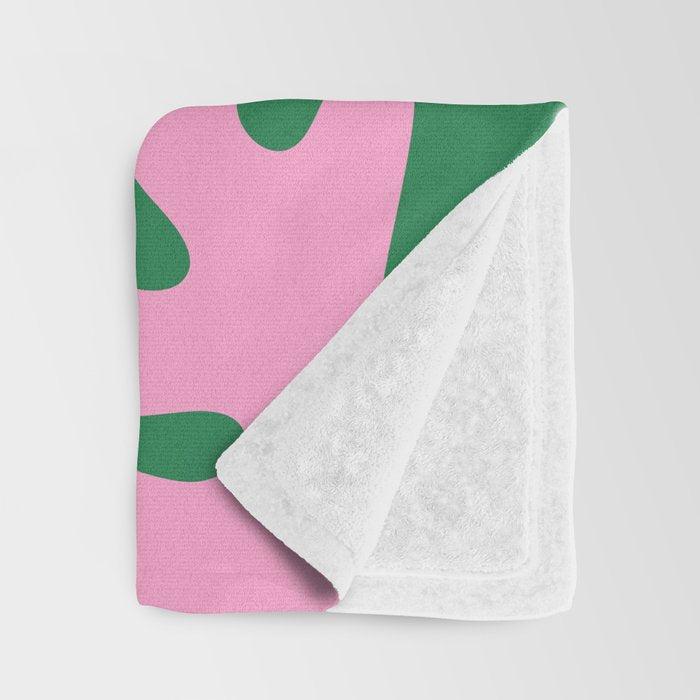 Abstract Green & Pink Decoupage Cutouts Throw Blanket Gallery Image 3