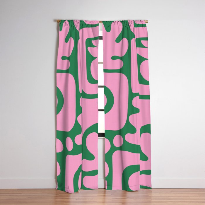 Abstract Green & Pink Decoupage Cutouts Window Curtain Gallery Image 3