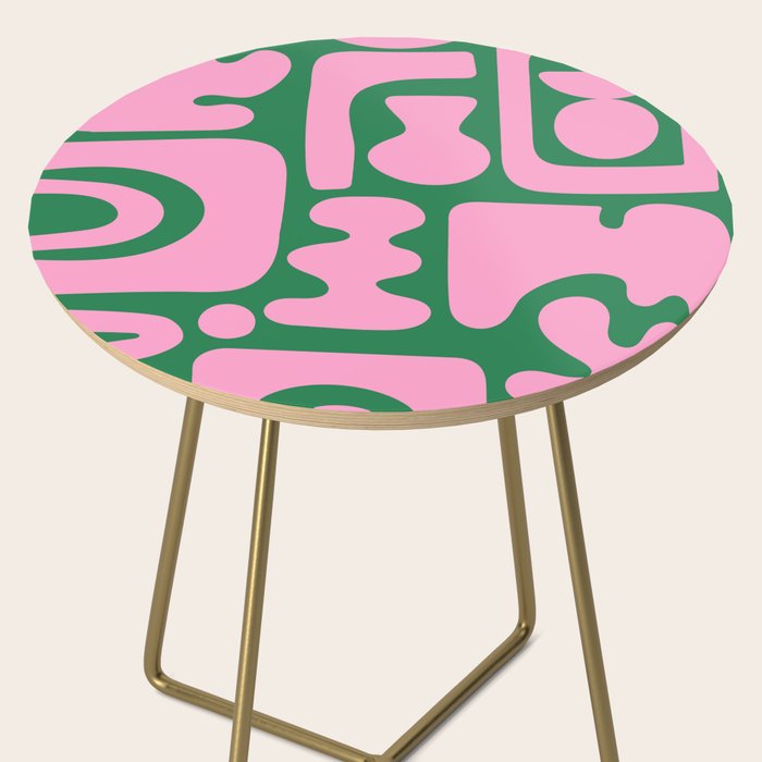 Abstract Green & Pink Decoupage Cutouts Side Table Gallery Image 2