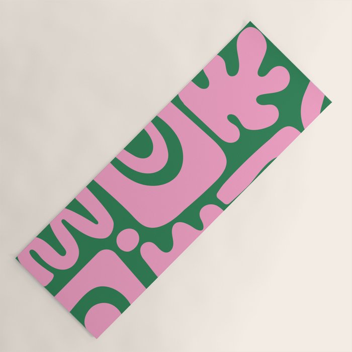 Abstract Green & Pink Decoupage Cutouts Yoga Mat Gallery Image 1