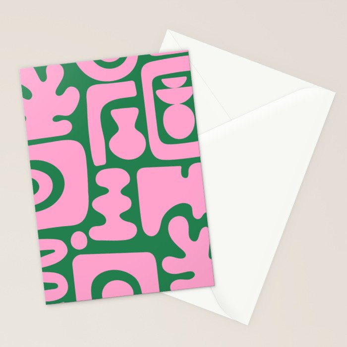 Abstract Green & Pink Decoupage Cutouts Stationery Card Gallery Image 2