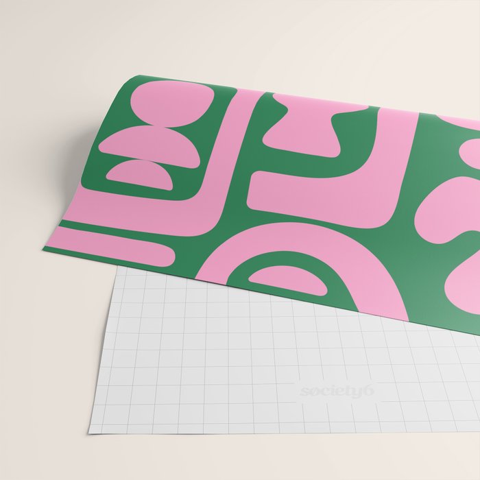 Abstract Green & Pink Decoupage Cutouts Wrapping Paper Gallery Image 2
