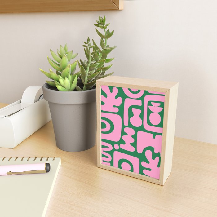 Abstract Green & Pink Decoupage Cutouts Mini Art Print Gallery Image 2