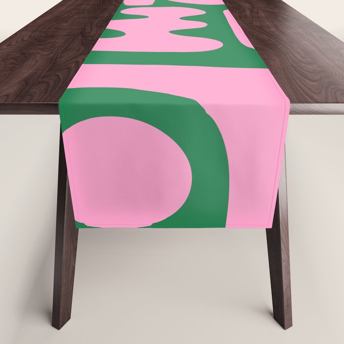 Abstract Green & Pink Decoupage Cutouts Table Runner Gallery Image 1