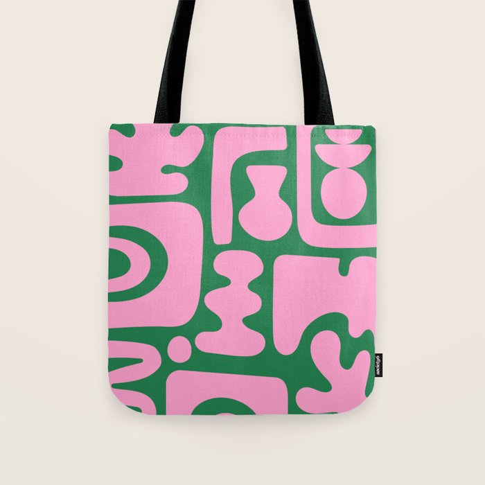 Abstract Green & Pink Decoupage Cutouts Tote Bag Gallery Image 1