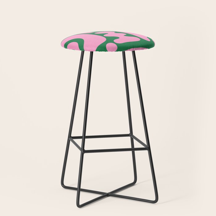 Abstract Green & Pink Decoupage Cutouts Stool Gallery Image 1