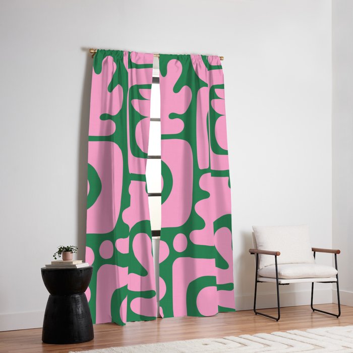 Abstract Green & Pink Decoupage Cutouts Window Curtain Gallery Image 6