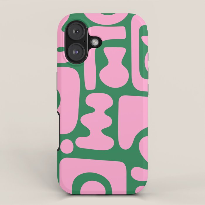 Abstract Green & Pink Decoupage Cutouts iPhone Case Gallery Image 1