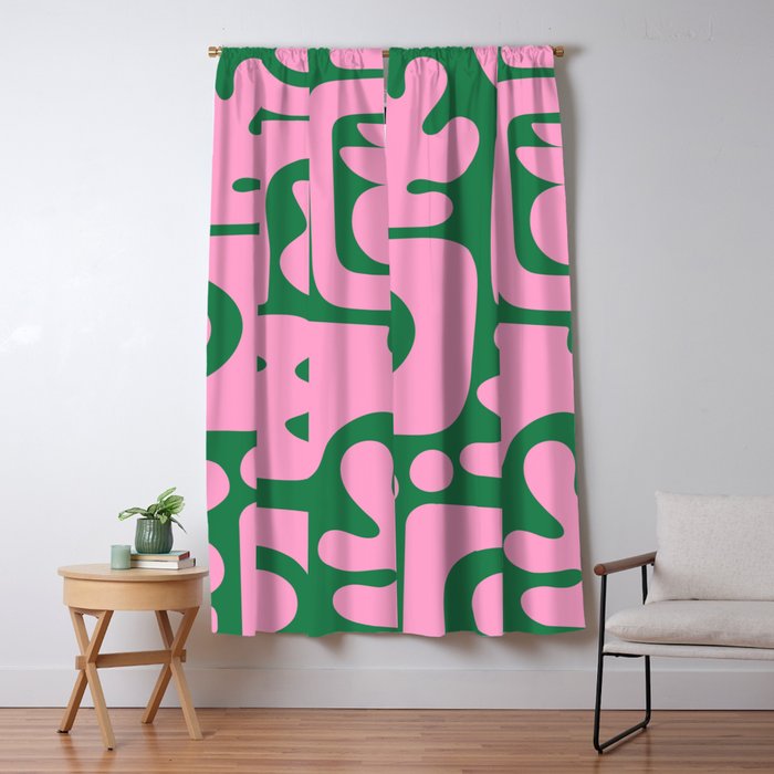 Abstract Green & Pink Decoupage Cutouts Window Curtain Gallery Image 5