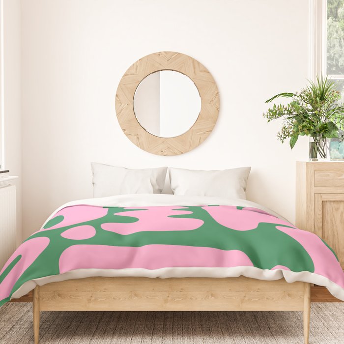 Abstract Green & Pink Decoupage Cutouts Duvet Cover Gallery Image 3