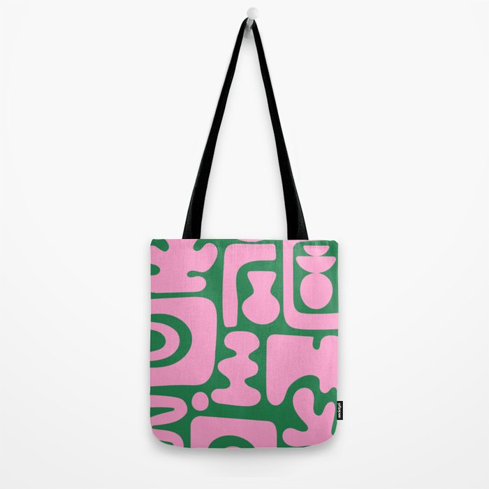 Abstract Green & Pink Decoupage Cutouts Tote Bag Gallery Image 2