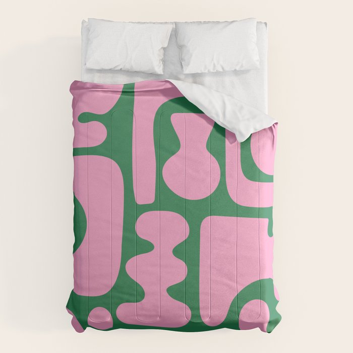 Abstract Green & Pink Decoupage Cutouts Comforter Gallery Image 1
