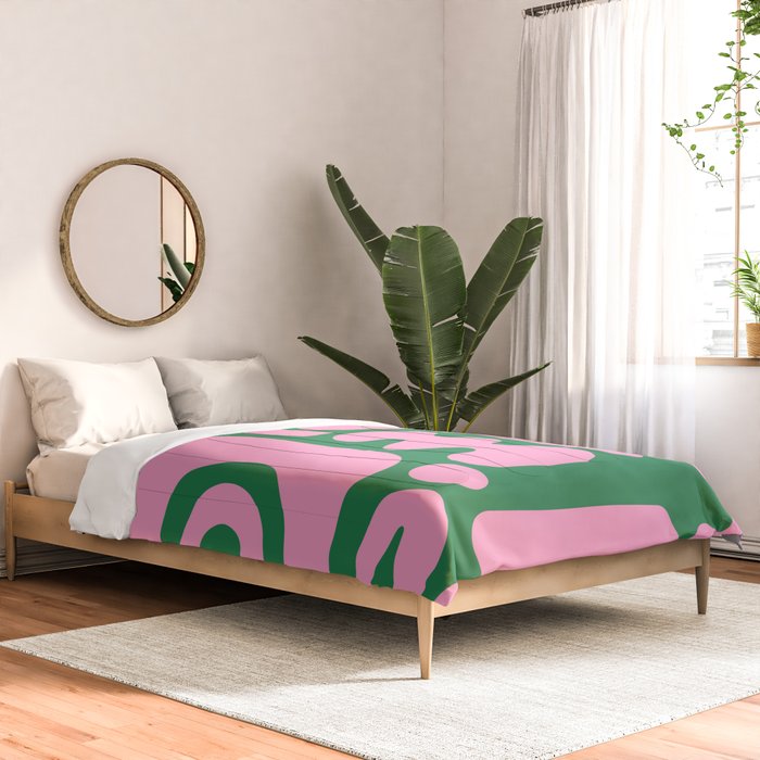 Abstract Green & Pink Decoupage Cutouts Comforter Gallery Image 2