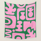 Abstract Green & Pink Decoupage Cutouts Wall Tapestry Gallery Image 4