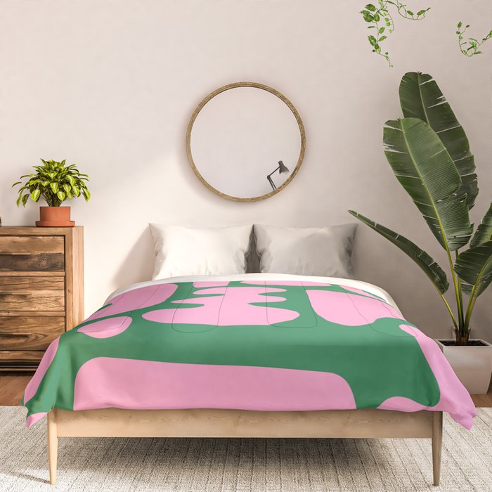 Abstract Green & Pink Decoupage Cutouts Comforter Gallery Image 3