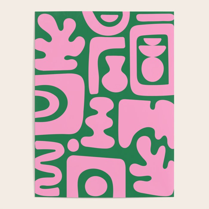 Abstract Green & Pink Decoupage Cutouts Poster Gallery Image 4