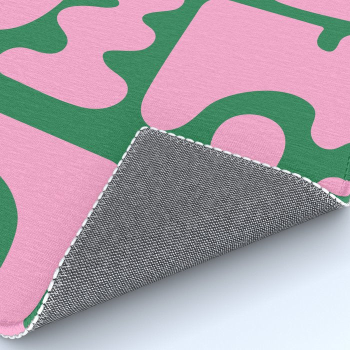 Abstract Green & Pink Decoupage Cutouts Rug Gallery Image 4