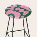 Abstract Green & Pink Decoupage Cutouts Stool Gallery Image 2