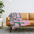 Abstract Green & Pink Decoupage Cutouts Throw Blanket Gallery Image 1
