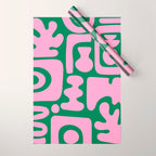 Abstract Green & Pink Decoupage Cutouts Wrapping Paper Gallery Image 1