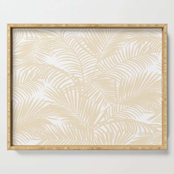 Modern tropical elegant ivory palm tree pattern Serving Tray Gallery Image 1
