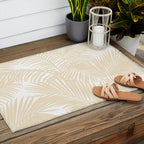 Modern tropical elegant ivory palm tree pattern Outdoor Rug Gallery Image 2