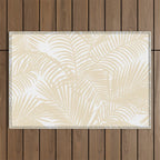 Modern tropical elegant ivory palm tree pattern Outdoor Rug Gallery Image 1
