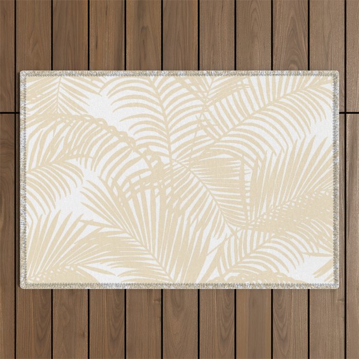 Modern tropical elegant ivory palm tree pattern Outdoor Rug Gallery Image 1