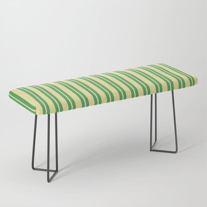 Yellow and Green Stripes Classic Double Stripe Vertical Pattern Bench Gallery Image 1