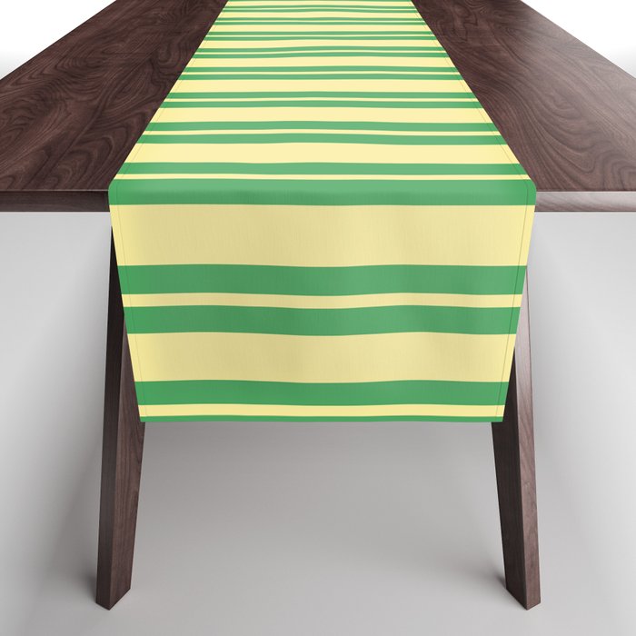 Yellow and Green Stripes Classic Double Stripe Vertical Pattern Table Runner Gallery Image 1