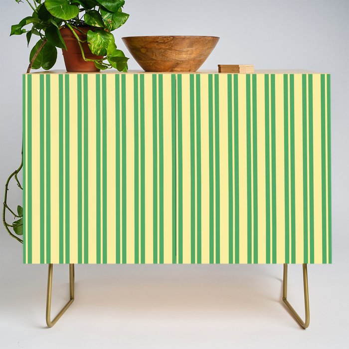 Yellow and Green Stripes Classic Double Stripe Vertical Pattern Credenza Gallery Image 1