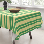 Yellow and Green Stripes Classic Double Stripe Vertical Pattern Tablecloth Gallery Image 3