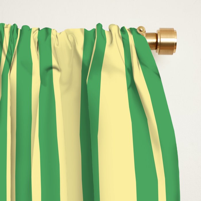 Yellow and Green Stripes Classic Double Stripe Vertical Pattern Window Curtain Gallery Image 2