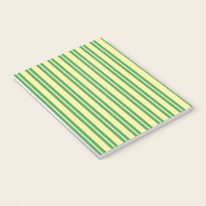 Yellow and Green Stripes Classic Double Stripe Vertical Pattern Notebook Gallery Image 3